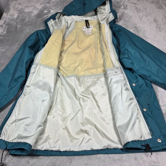 LL Bean Jacket Mens Large Tall Teal Green Stowaway Goretex Rain Coat Windbreaker - Picture 5 of 14